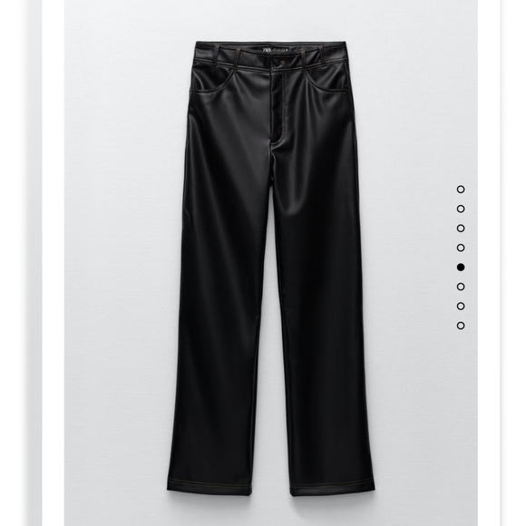 Zara * Faux Leather High Rise Straight Pants - Picture 8 of 9